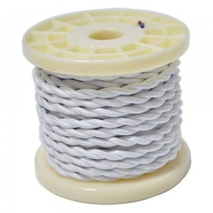 White braided textile electric cable 10mts