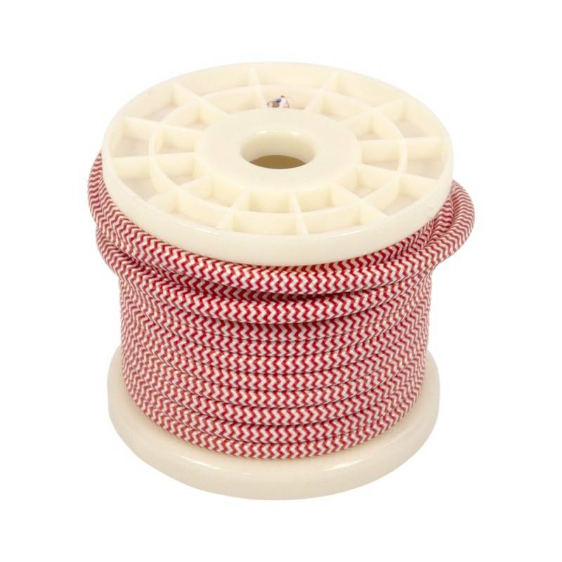 NORDIC STYLE ELECTRIC CABLE 2X0,75 TEXTILE ZIG ZAG COLOR WHITE AND RED