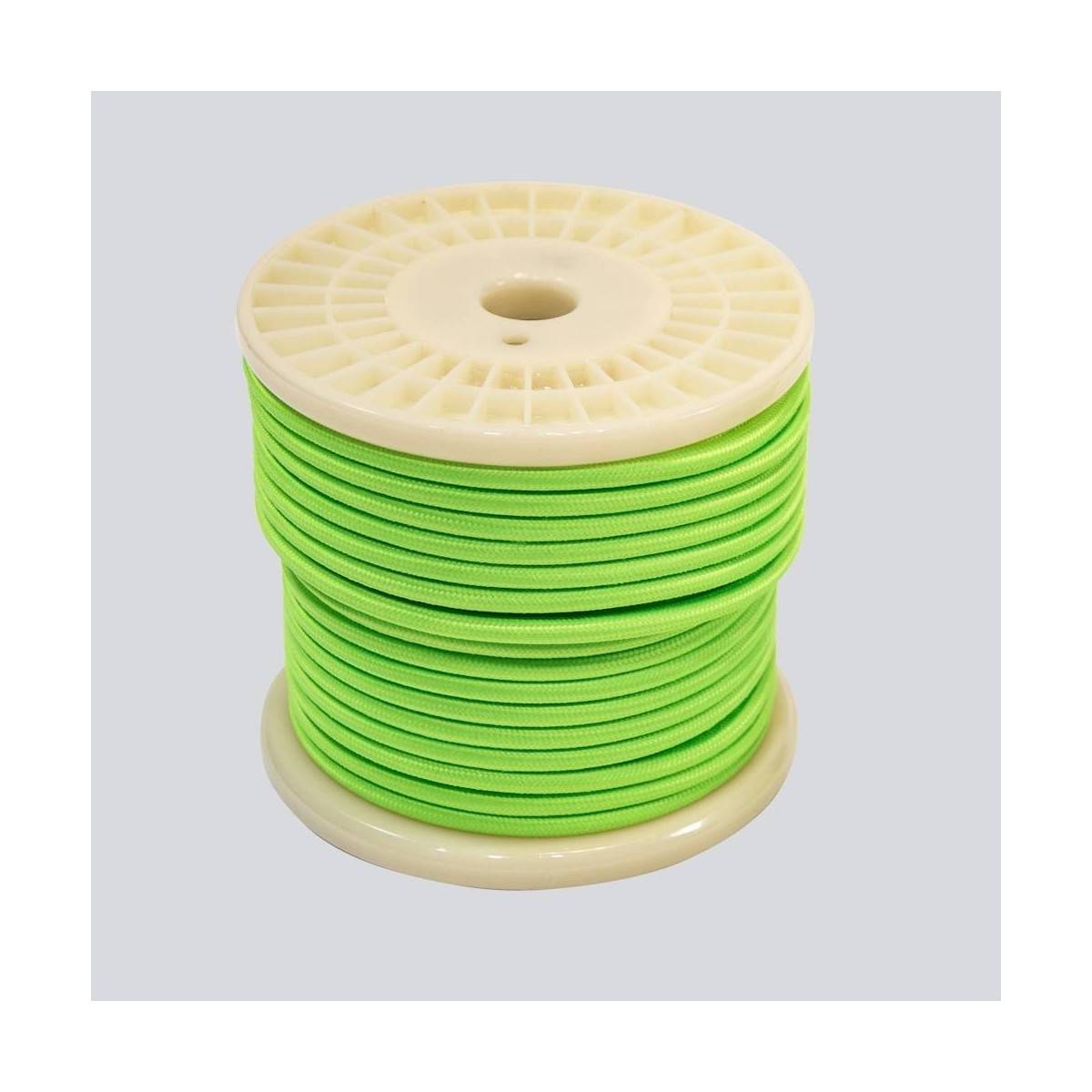 Coil of decorative textile electric cable 2x0.75 in fluorescent colors