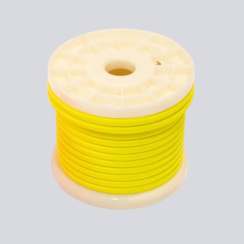 Coil of decorative textile electric cable 2x0.75 in fluorescent colors