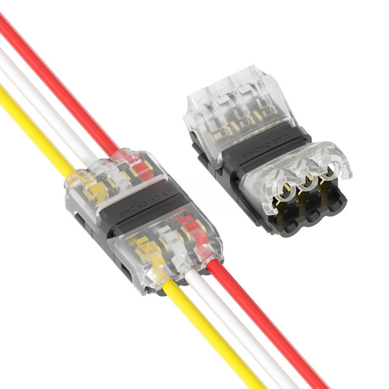 Inline quick connector for 3 wires - 0.34~0.54 mm² - 300V / 9A Inline quick connector for 3 wires - 0.34~0.54 mm² - 300V / 9A