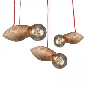 Triple wooden pendant lamp...