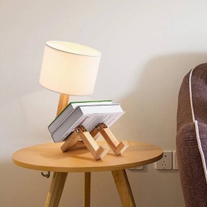 Articulated wooden table lamp