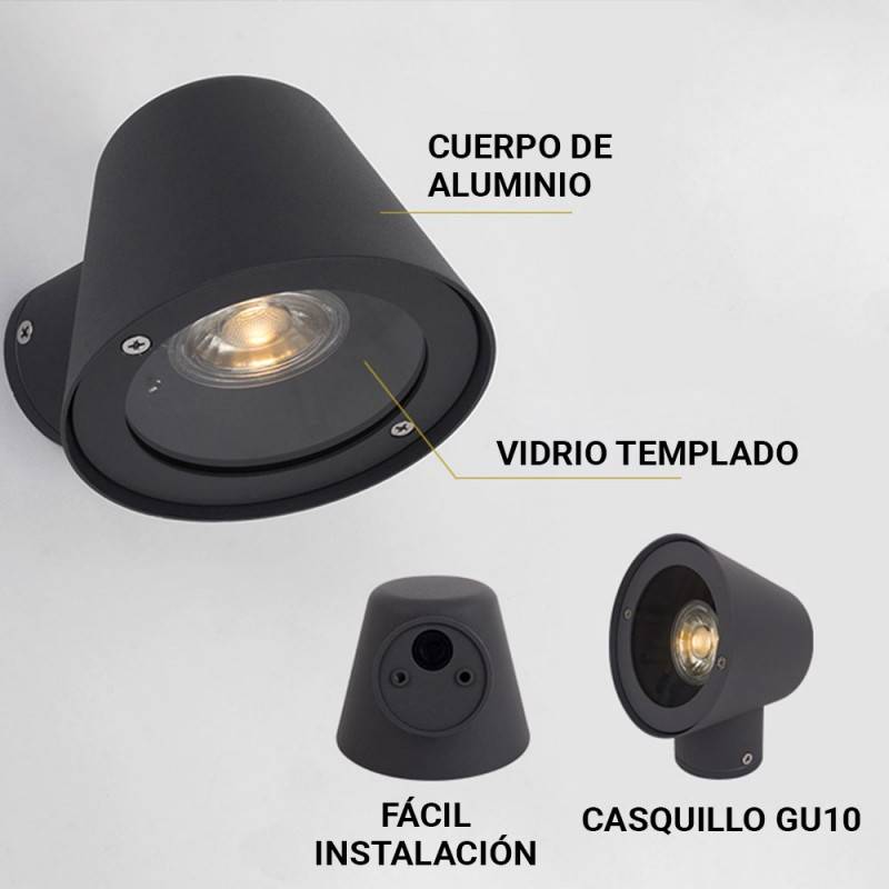 Apliques de pared exterior LED "ALBA" Bombilla LED GU10 incluida Apliques de pared exterior LED "ALBA" Bombilla LED GU10 incluida