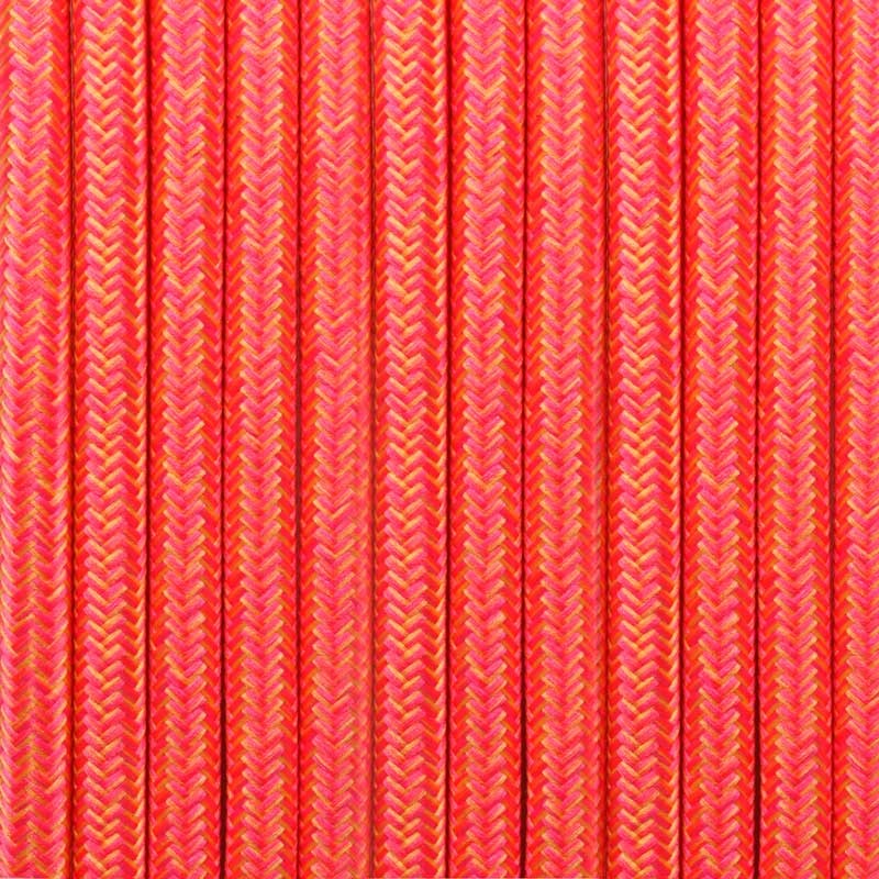 Cabo eléctrico rosa e amarelo coberto de tecido feito com seda Cabo eléctrico rosa e amarelo coberto de tecido feito com seda