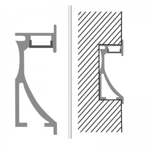 Perfil empotrable bañador de pared zócalo 14x68mm (2mt)