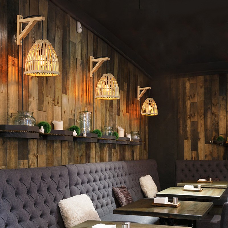 Aplique de pared "CESTA" en madera natural.  E27 Aplique de pared "CESTA" en madera natural.  E27