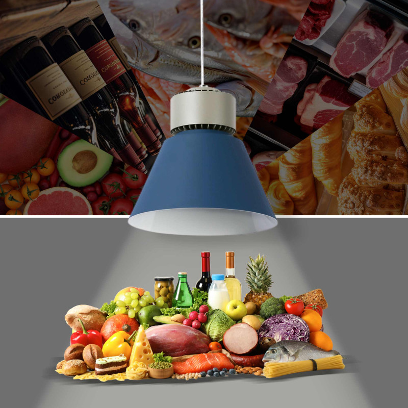 Campana LED comercial 36W - 4300K - CRI95 - Driver KeGu - Color azul Campana LED comercial 36W - 4300K - CRI95 - Driver KeGu - Color azul