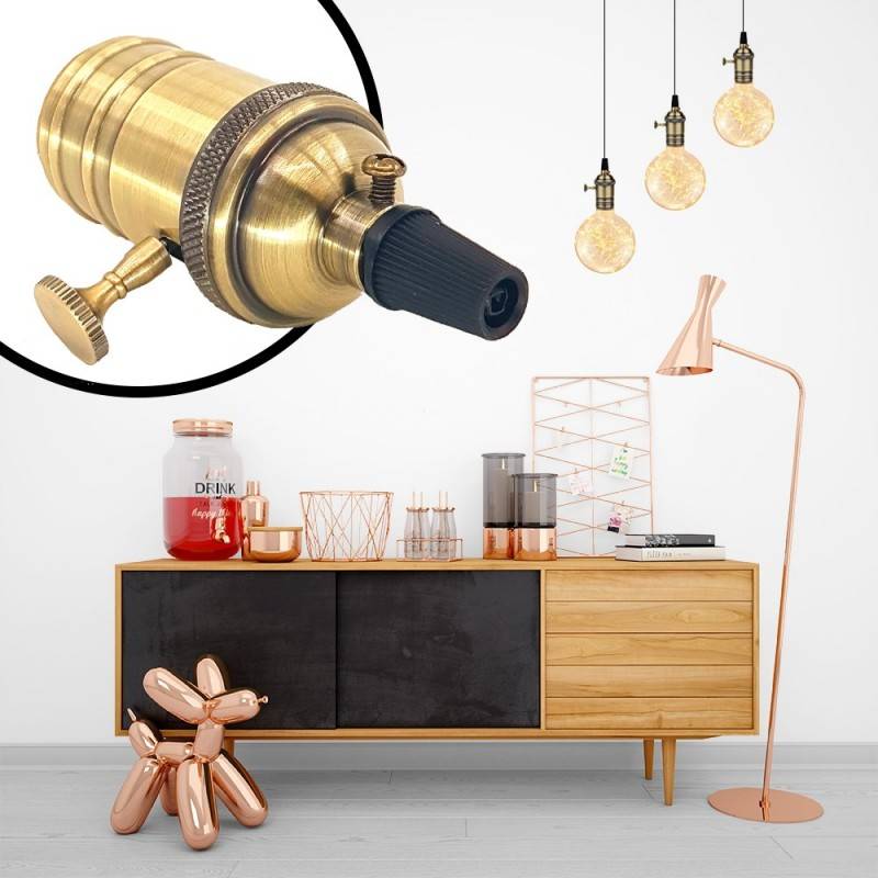 CASQUILO E27 DE ACABADO EN BRONCE CON INTERRUPTOR (VINTAGE SERIES) CASQUILO E27 DE ACABADO EN BRONCE CON INTERRUPTOR (VINTAGE SERIES)