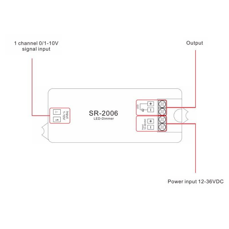 Descodificador 0-10V Dimmer 12-36V - 1CH/8A