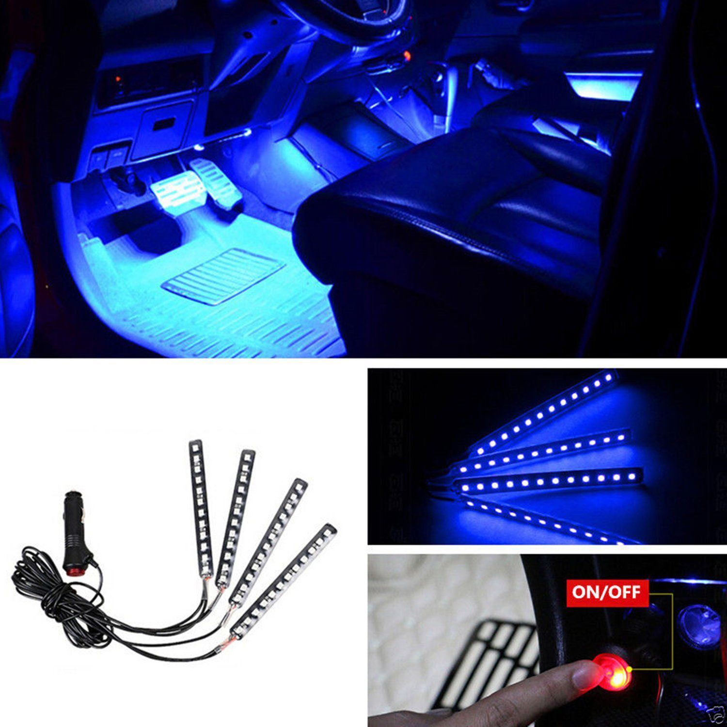 4 Barras Led De Luces Led Para Interior De Coche. Con Mando A