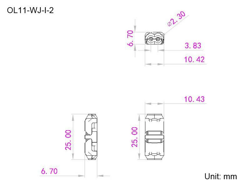 medidas conector en serie cable 2 pin