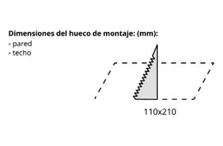 medidas de corte de la luminaria de emergencia EXIT S de Awex