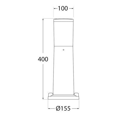 esquema amelia 400 bolardo para caminos fumagalli