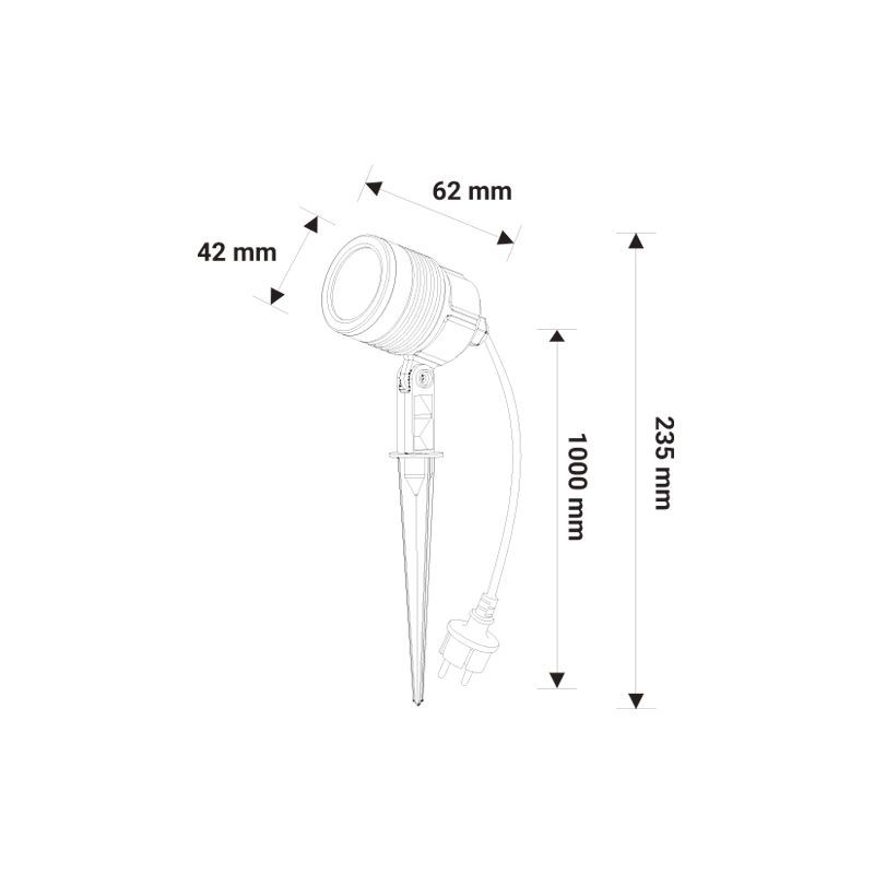 MEDIDAS FOCO LED DE EXTERIOR CON PINCHO 3W