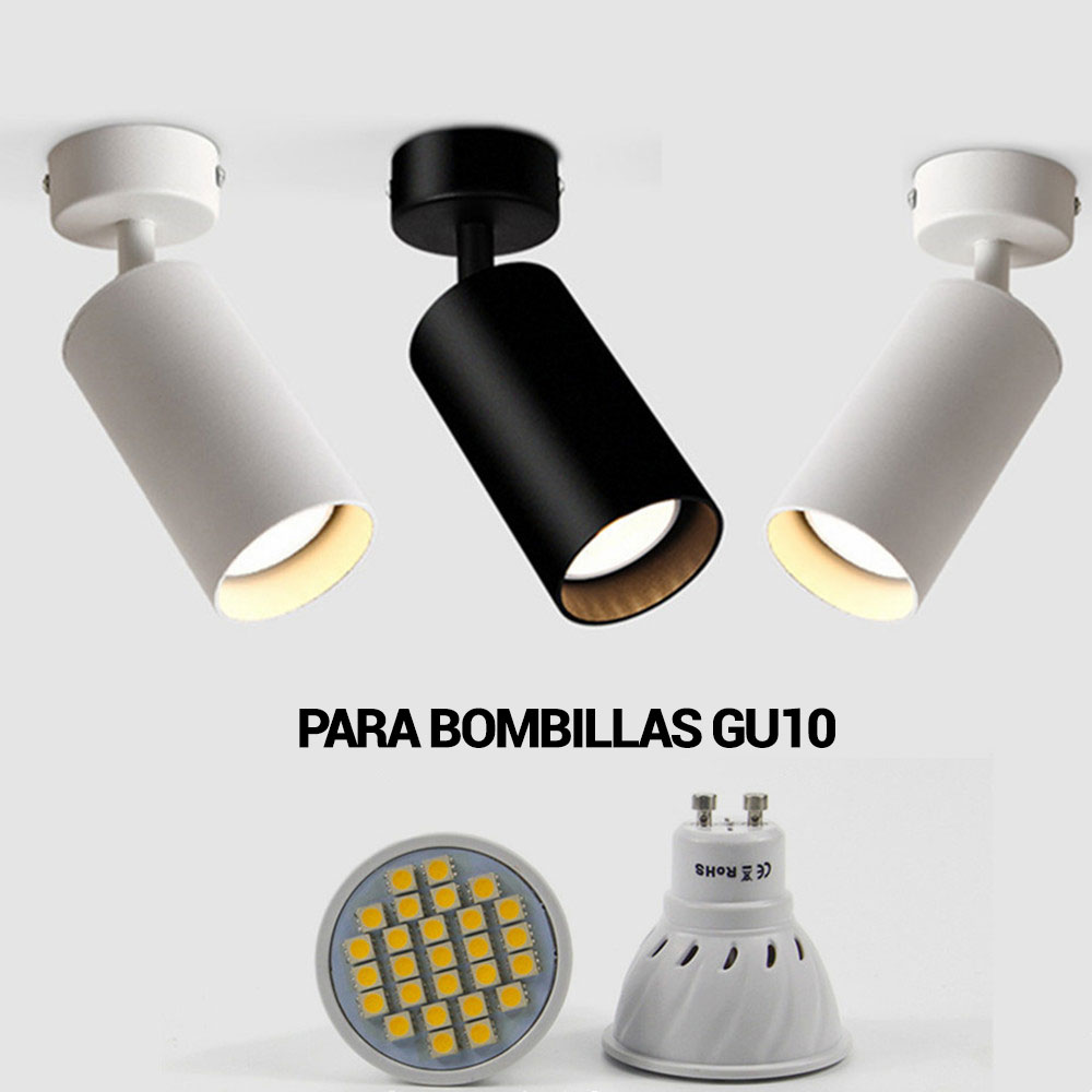 Ceiling Wall GU10 Bulb and Orientable Spotlight for Fixtures 360º