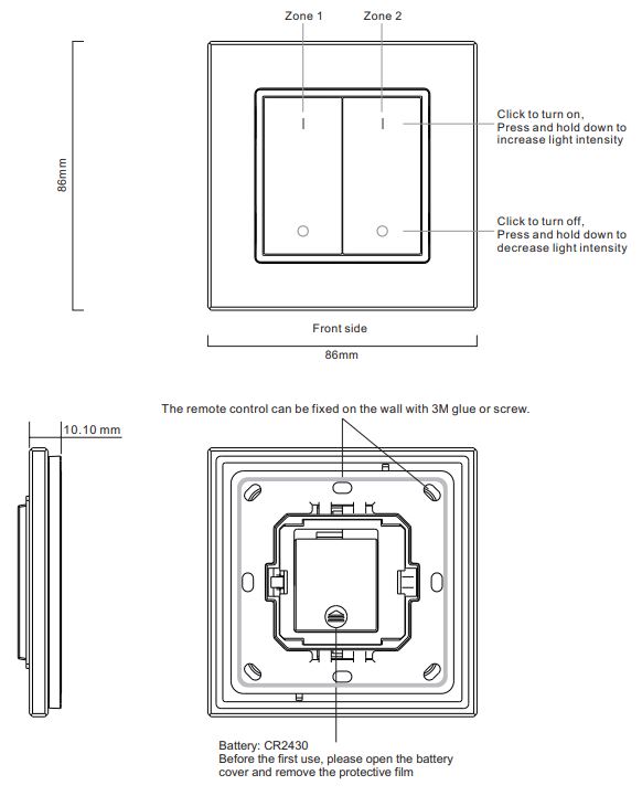 Interruptor WiFi Regulador 0/1-10V 2 Canales Compatible con Mando