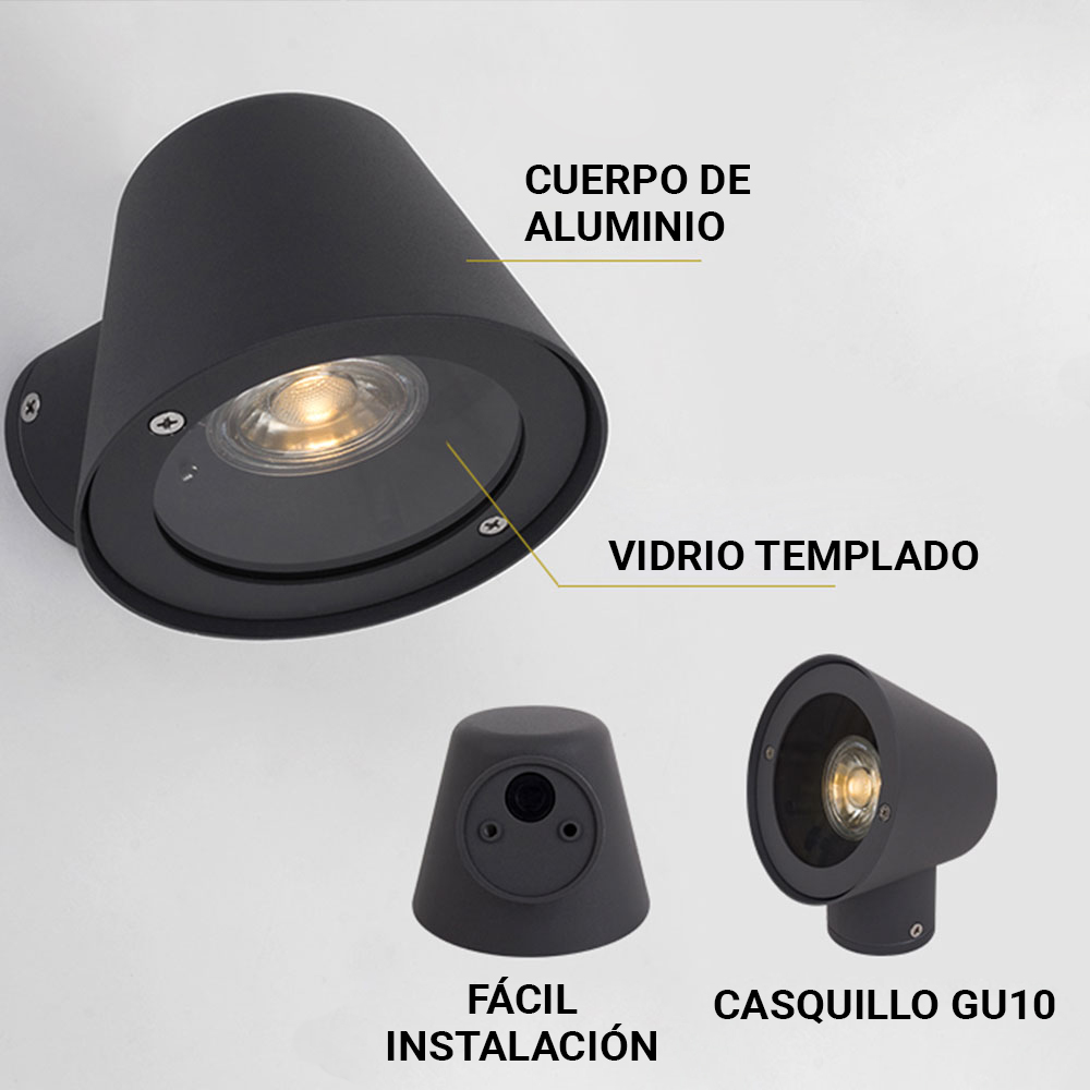 Apliques de pared exterior "ALBA" IP44 GU10 - Aplique exterior LED