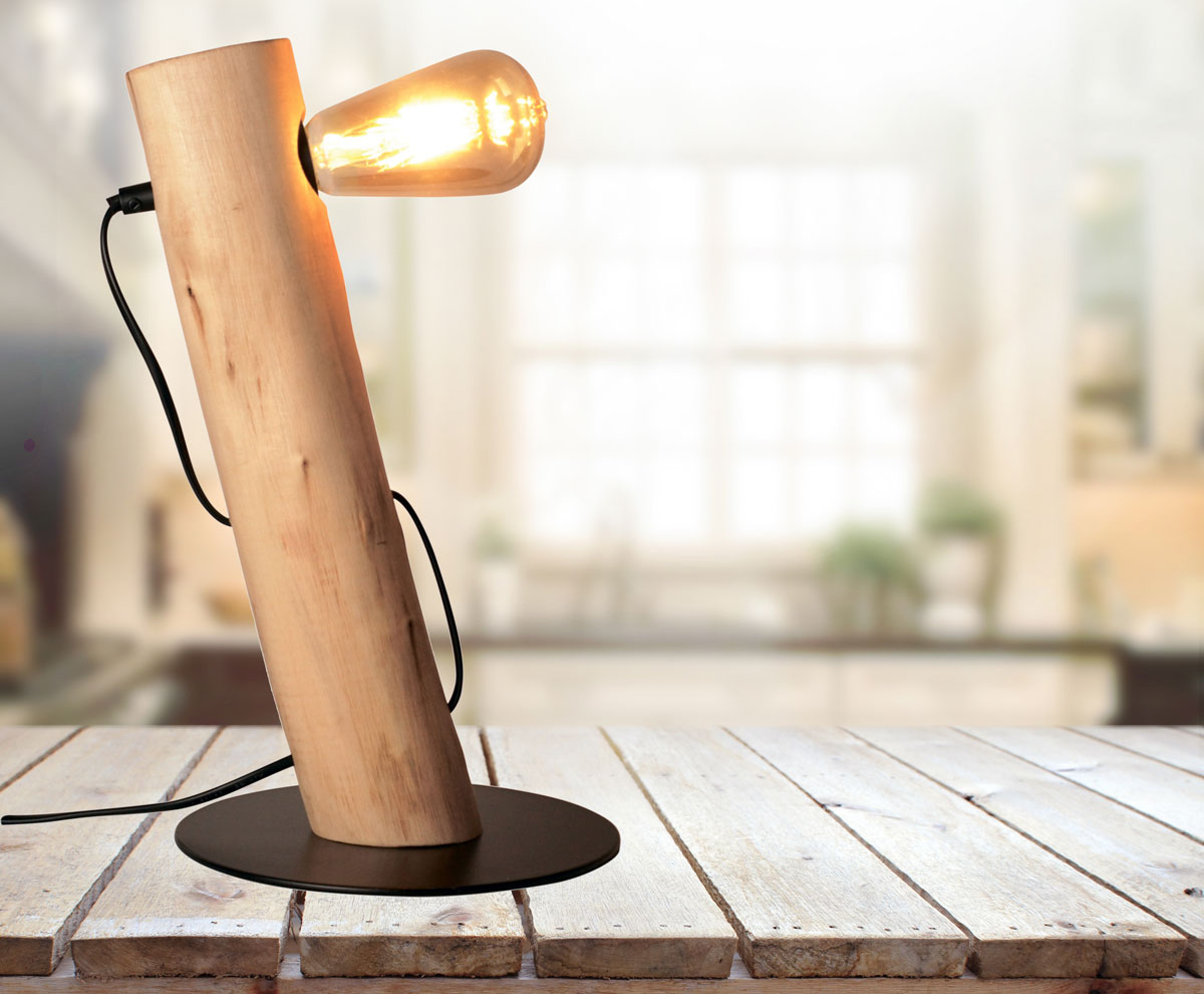 Designer-Tischlampen Holz - E27 aus Holztischlampe