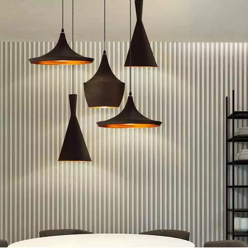 lampara colgante nordica negra interior dorado