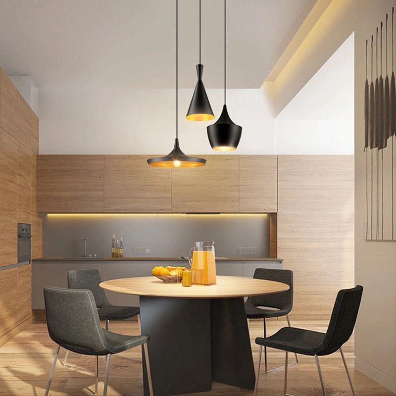 lampara colgante nordica negra interior dorado