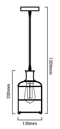 medidas de lámpara tipo jaula de colgar