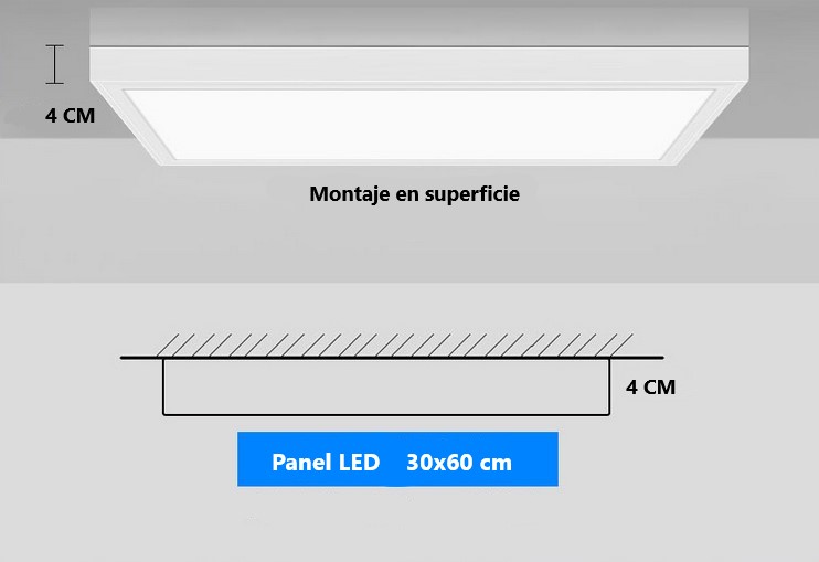 PLAFON PAINEL LED DE SUPERFÍCIE 60X30CM 24W 2150 LUMENS PARA A SUA SALA