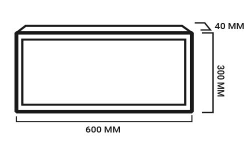 Esquema de las medidas del panel led 60x30 de superficie