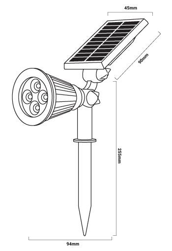 Medidas reflector solar con pincho