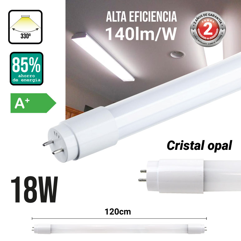 Tubes néons T8 LED 120cm 18W G13 220V Blanc Confort 4000K (LOT x10)