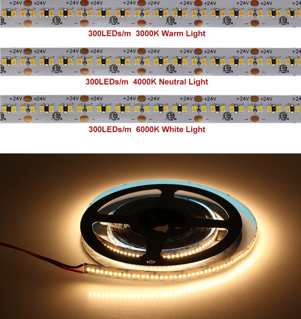 Tira LED 5 metros 12V IP20, Luz Cálida 3000K, 300 LEDs, SMD2835, Base  Adhesiva De Alta Calidad 3M, Corte 5 Centímetros