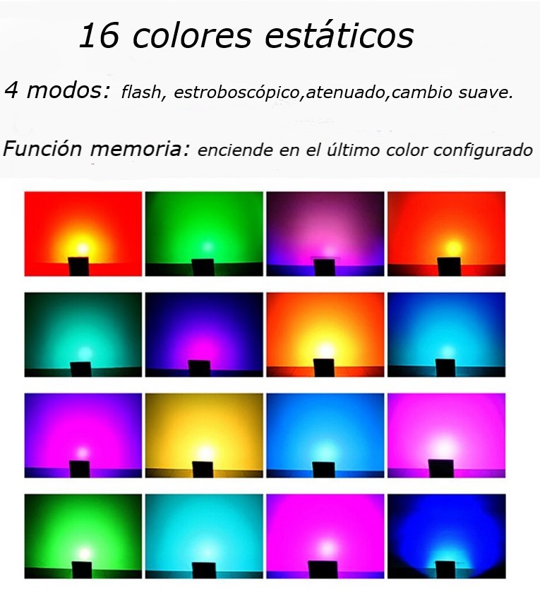 FOCO PROJETOR LED RGB 30W IP65 COM COMANDO À DISTÂNCIA 24 TECLAS E ESTACA 