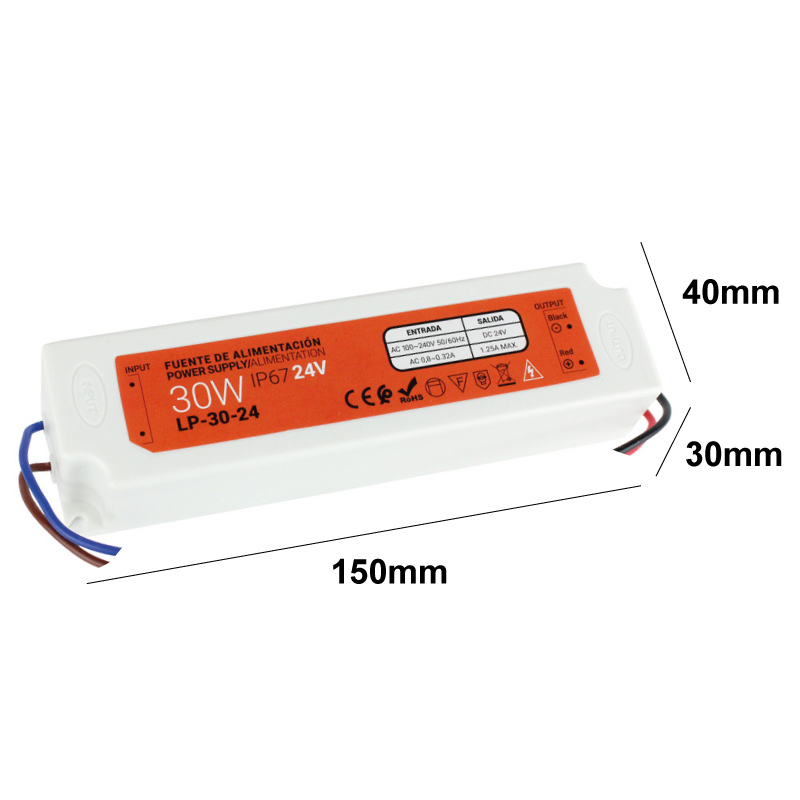 Wasserdichtes 24V-DC-Netzteil 30W IP67