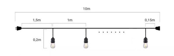 medidas guirnalda led e27 ip65