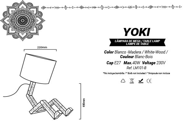 esquema de las medidas de la lampara de madera yoki