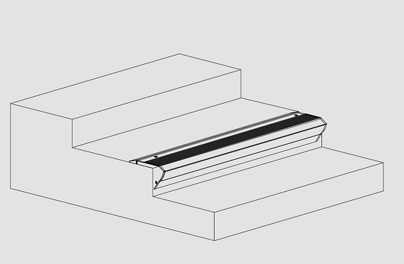 perfil de aluminio en escaleras