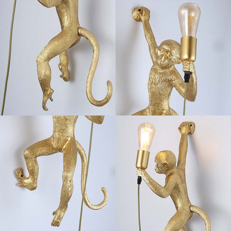 lámpara mono dorada