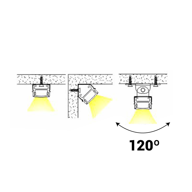 Perfil para tira LED 18x12mm de aluminio empotrable 2 metros