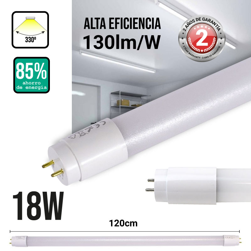 Tube LED T8 18W 120 cm de Nano-Plastique 4000K°