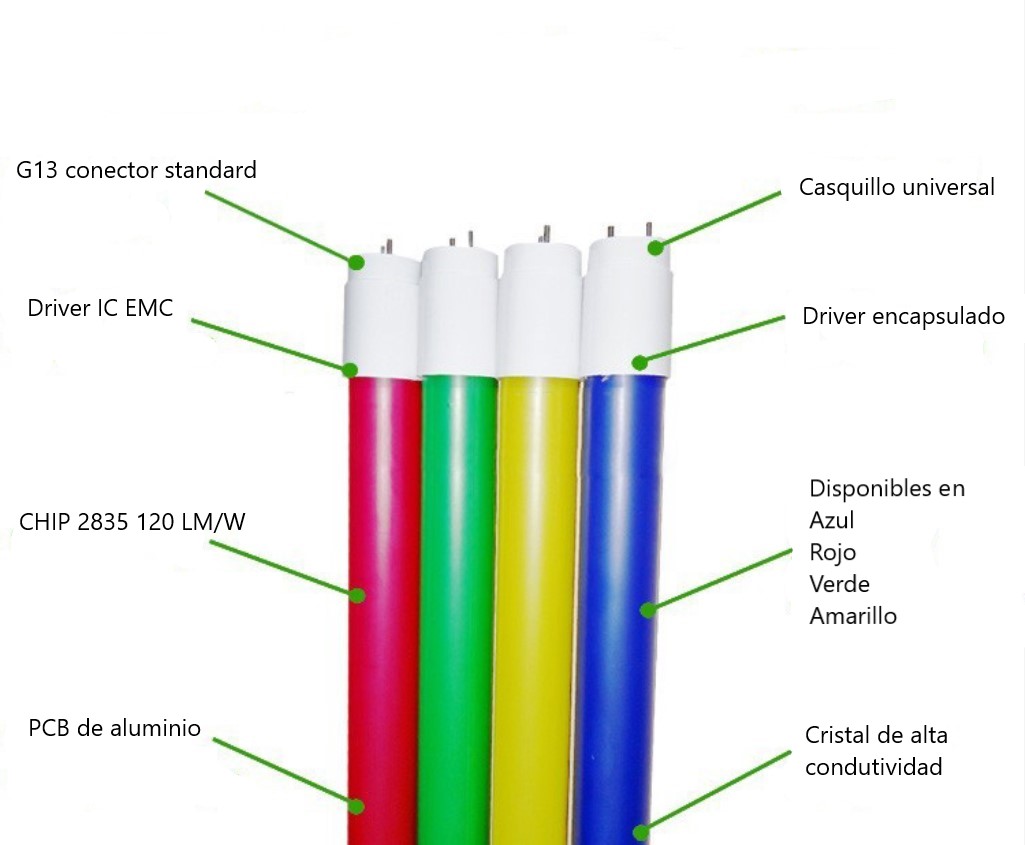 tubos LED T8 de colores