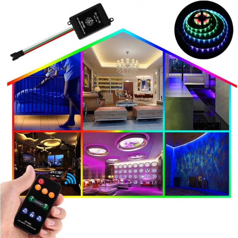 Controller musicale LED IC Pixel RGB/RGBW con telecomando - 5-12V DC - 600 pixel