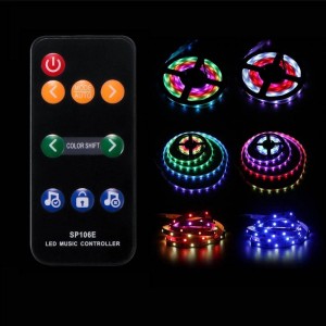 Controller musicale LED IC Pixel RGB/RGBW con telecomando - 5-12V DC - 600 pixel