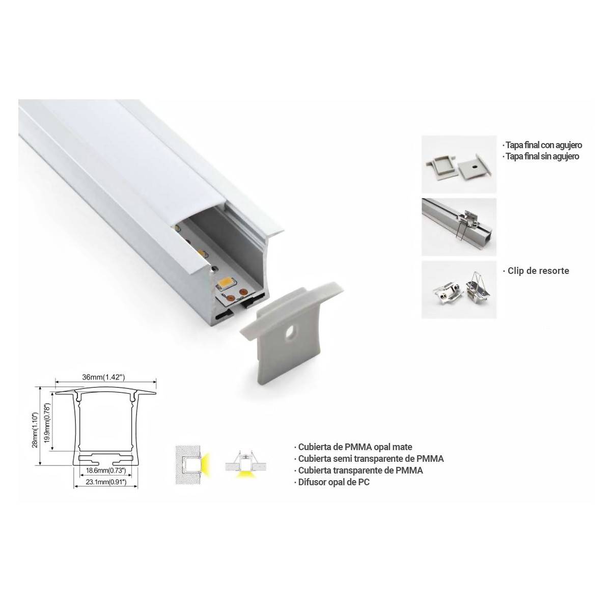 Profilo in alluminio per strisce LED