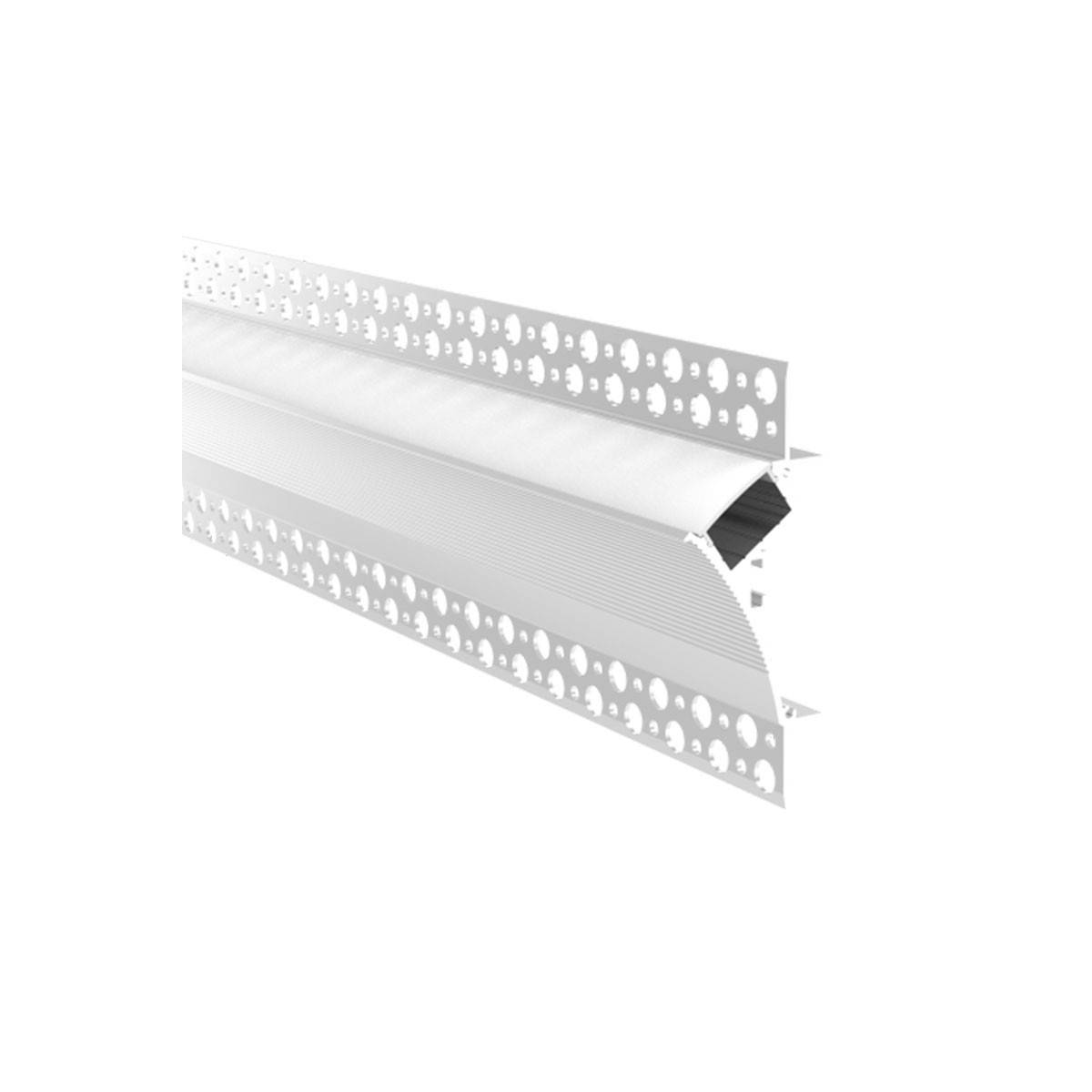 Profilo per l'integrazione di strisce LED Intonaco/Pladur 96x35 Angolo superiore/inferiore senza cornice (2 m)