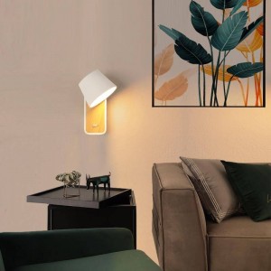 Applique da camera da letto a LED "KOPPEN" 6W 2700K Bianco e legno rotante