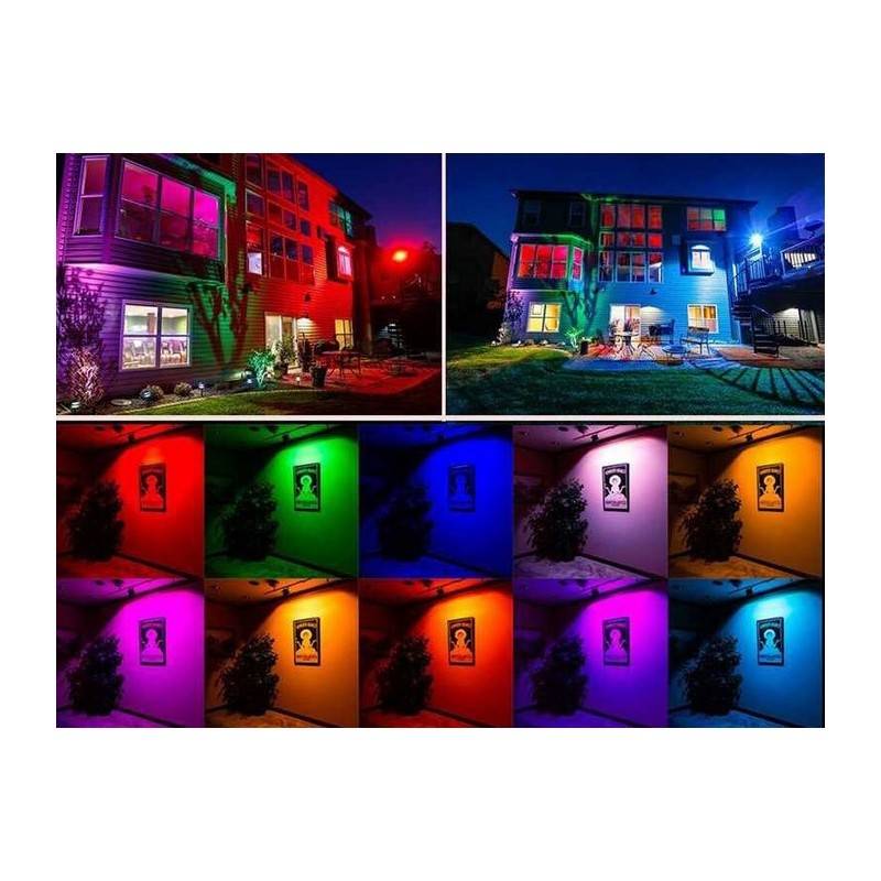 Proiettore LED RGB 30W IP65 con telecomando a 24 tasti e picchetto