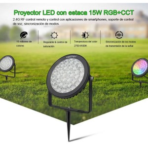 Faretto da giardino a LED con controllo RGB+CCT RF/WiFi da 15W : Mi Light : FUTC03