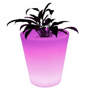 Fioriera LED RGBW ricaricabile 1,2W - Resina bianca - IP65 - ø28x29cm