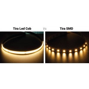 Striscia LED COB 24V DC - 12W/m - 8mm - IP20 - Rotolo 10 metri - Taglio ogni 5cm