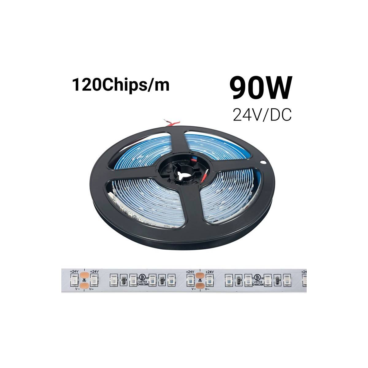 Striscia LED 24V DC - 18W/m - Colori - 10mm - IP20 - Rotolo da 5 metri - 120ch/m